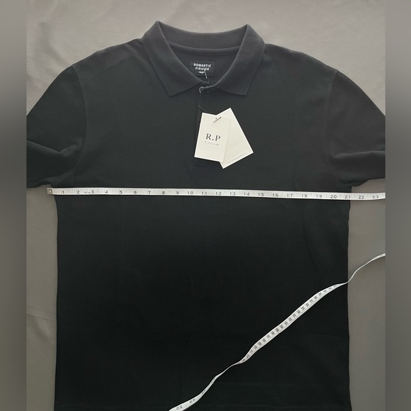 Men’s long sleeves polo style shirt. Cotton Black. Korean brand Romantic Pirates - Picture 7 of 8